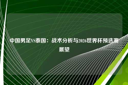中国男足VS泰国：战术分析与2026世界杯预选赛展望